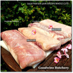 Pork Karbonat Has Luar SIRLOIN SKIN OFF frozen Local Premium STEAK SCHNITZEL 3/8"1cm (price/pack 650g 4pcs)